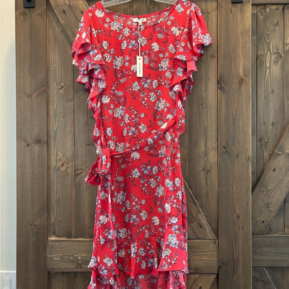 Max Studio Red Ruffled Tiered Sundress
